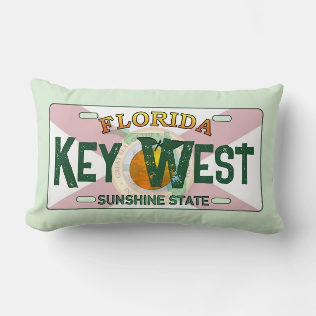 Key West Florida flag license plate pillow (Front)