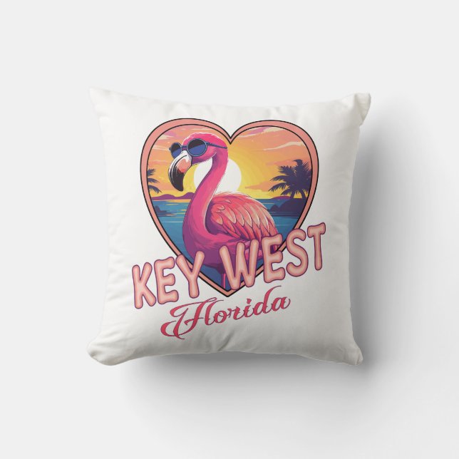 Key West Florida Flamingo Cushion (Front)
