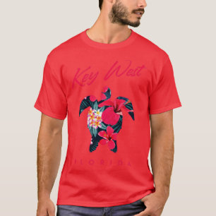 Key West Florida Hibiscus Flower Sea Turtle Lover T-Shirt