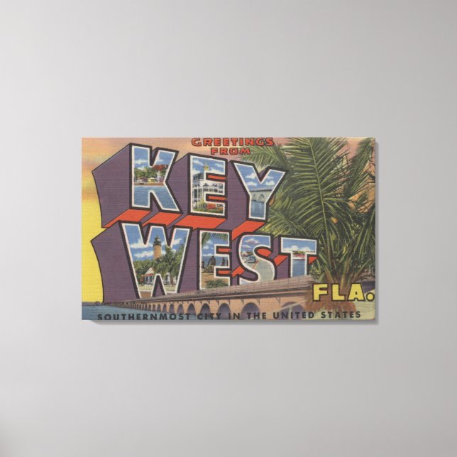 Key West, Florida - Large Letter Scenes Canvas Print (Front)