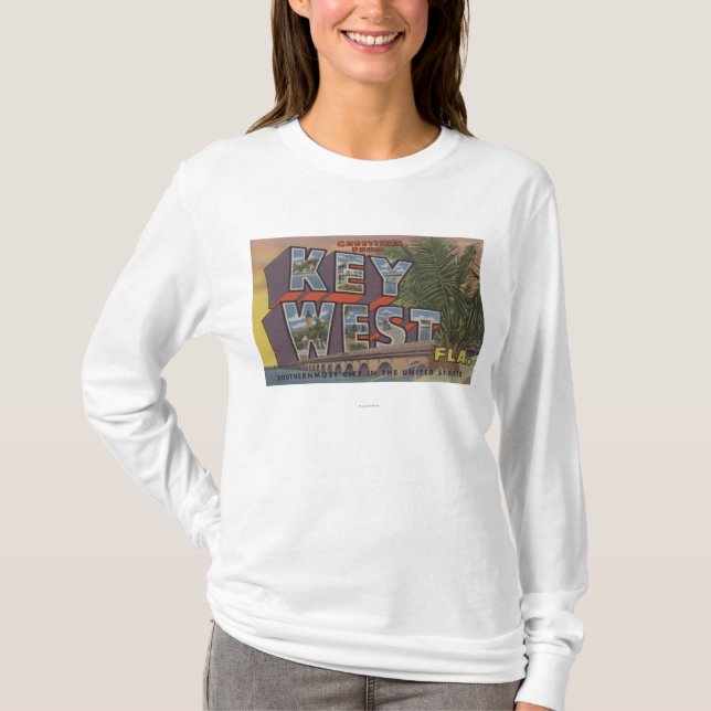 Key West, Florida - Large Letter Scenes T-Shirt (Front)