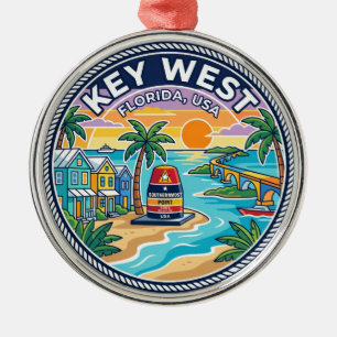 Key West Florida Metal Tree Decoration