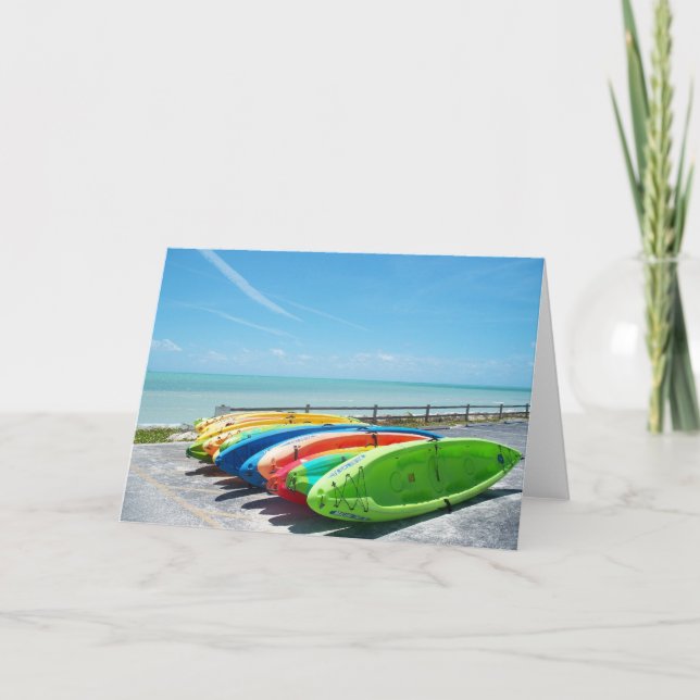Key West Florida Ocean View Kayak Greeting Card FL (Front)