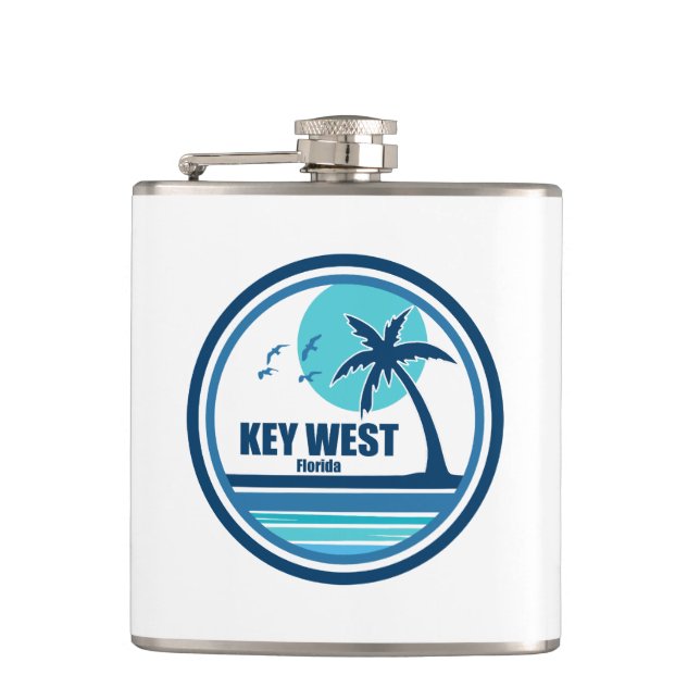 Key West Florida Palm Tree Birds Hip Flask (Front)