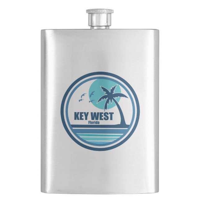 Key West Florida Palm Tree Birds Hip Flask (Front)