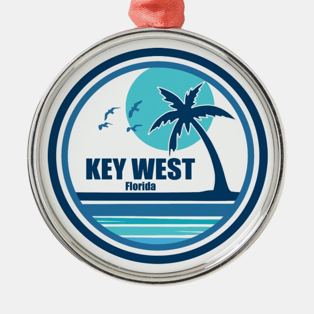 Key West Florida Palm Tree Birds Metal Tree Decoration (Front)