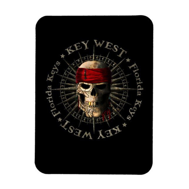 Key West Florida Pirate Skull Magnet (Vertical)