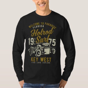 Key West Florida Retro Hotrod Surf Distressed 7 T-Shirt