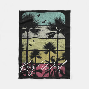 Key West Florida Retro Vintage Beach Surf Surfing Fleece Blanket