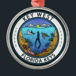 Key West Florida Scuba Retro Emblem Metal Tree Decoration<br><div class="desc">Key West vector art design. Key West,  a U.S. island city,  is part of the Florida Keys archipelago.</div>