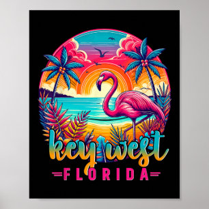 Key West Florida Shirt Flamingo Tropical Beach Vac Poster