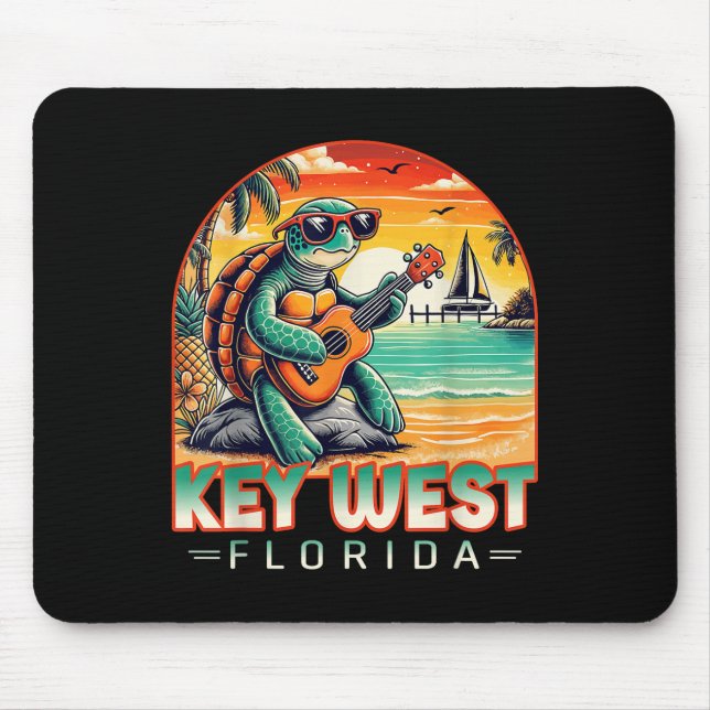 Key West Florida Shirt Turtle Tropical Beach Vacat Mouse Pad (Front)