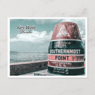 KEY WEST FLORIDA - SOUTHERNMOST POINT BUOY POSTCARD