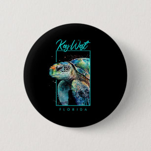 Key West Florida Souvenir Watercolor Sea Turtle Po 6 Cm Round Badge