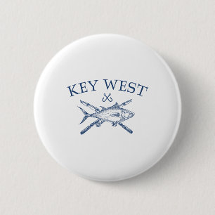 Key West Florida Souvenirs Fishing Vintage  6 Cm Round Badge