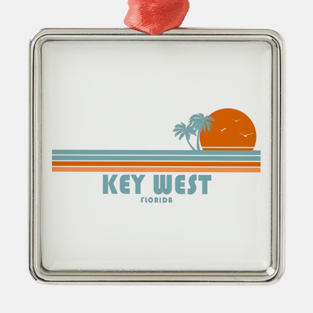 Key West Florida Sun Palm Trees Metal Tree Decoration (Front)