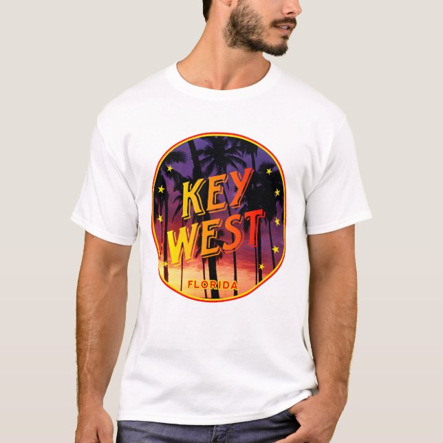 Key West, Florida sunset and palmtrees T-Shirt (Front)
