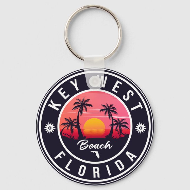 key west Florida Sunset Vacation Souvenirs Key Ring (Front)