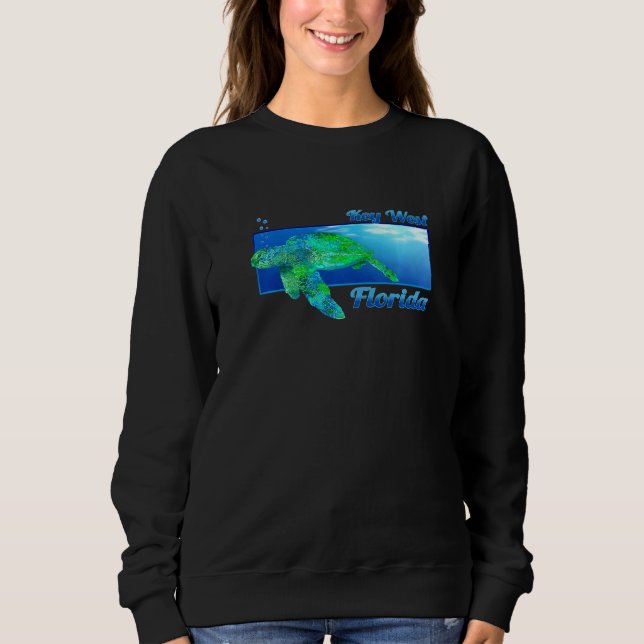 Key West Florida Swimming Sea Turtle Sweatshirt (Front)