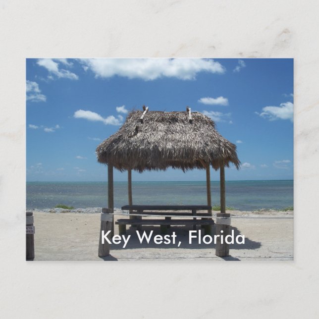 Key West Florida Tiki Hut Ocean Sea View Postcard (Front)