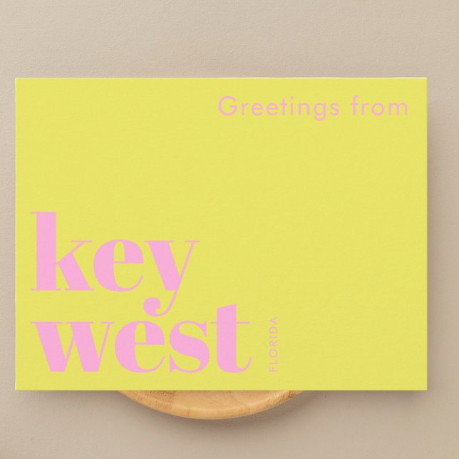 Key West Florida typographic yellow  Postcard (Creator Uploaded)