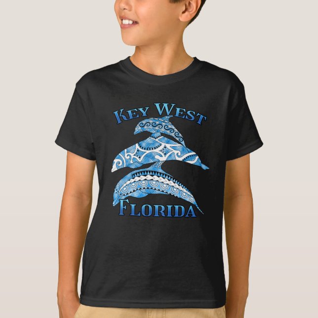 Key West Florida Vacation Tribal Dolphins T-Shirt (Front)