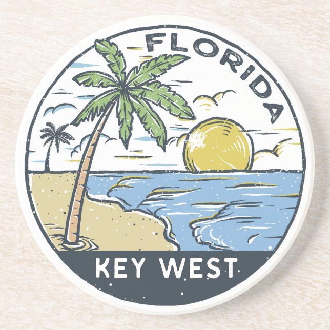 Key West Florida Vintage Emblem Coaster (Front)