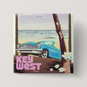key west florida vintage travel poster 15 cm square badge
