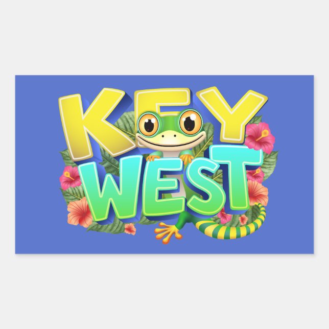Key West Gecko Florida Rectangular Sticker (Front)