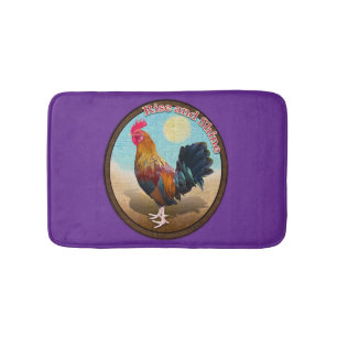 Key West Gypsy Rooster Rise and Shine Vintage Oval Bath Mat