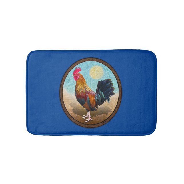 Key West - Gypsy Rooster Vintage Oval Bath Mat (Front)