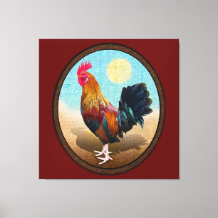 Key West - Gypsy Rooster Vintage Oval Canvas Print