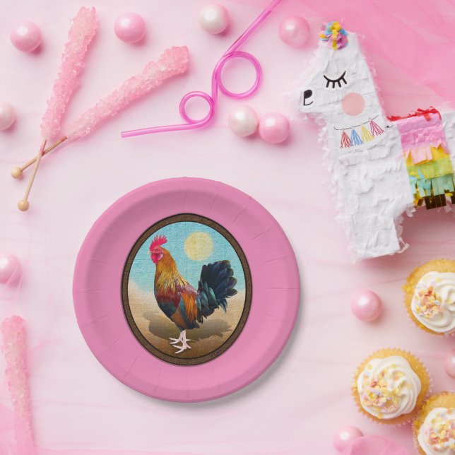 Key West - Gypsy Rooster Vintage Oval Paper Plate (Party)