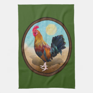 Key West - Gypsy Rooster Vintage Oval Tea Towel