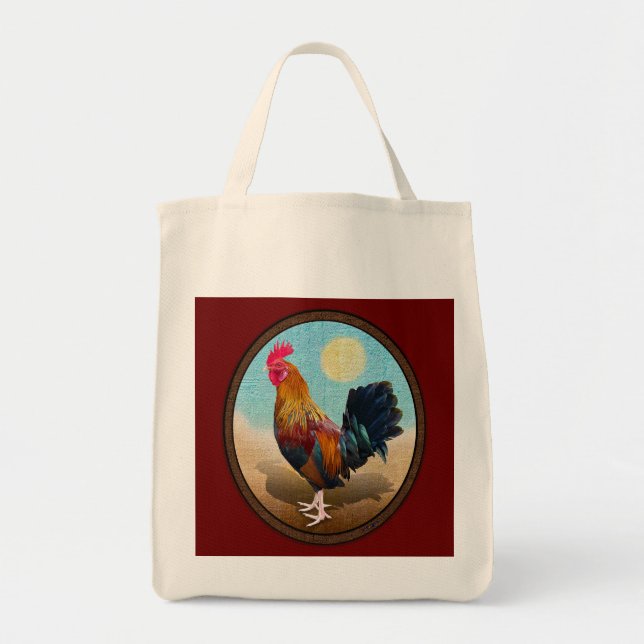Key West - Gypsy Rooster Vintage Oval Tote Bag (Front)