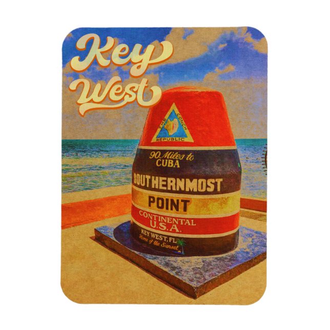 Key West Island Florida Palm Tree Beach Souvenir Magnet (Vertical)