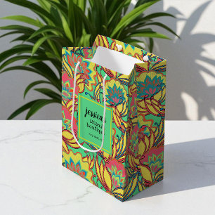 Key West Island Tropical Floral Pattern Medium Gift Bag