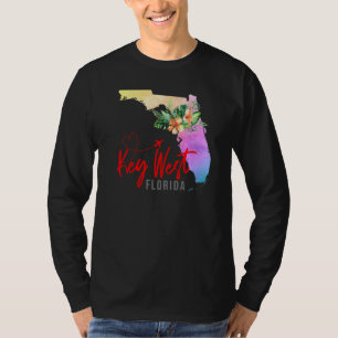 Key West Map Matching Vacation Family Girls trip   T-Shirt