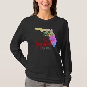 Key West Map Matching Vacation Family Girls trip   T-Shirt