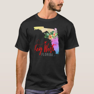 Key West Map Matching Vacation Family Girls trip   T-Shirt