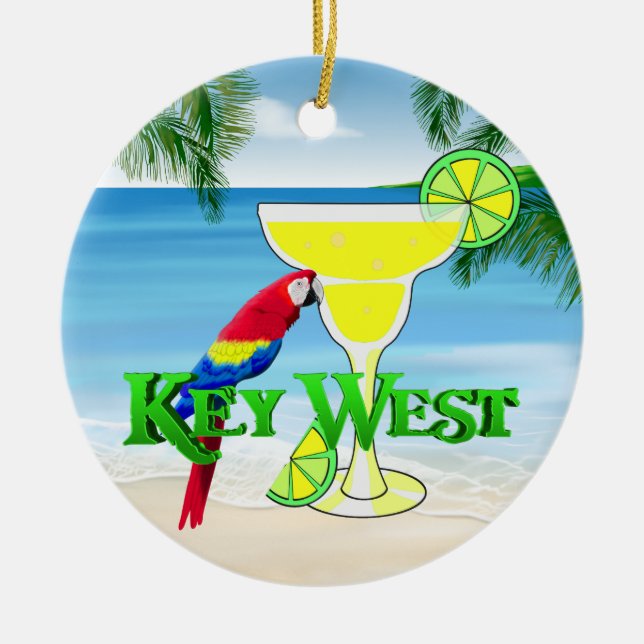 Key West Margarita Ceramic Tree Decoration (Front)