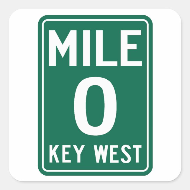 Key West Mile 0, Florida USA Square Sticker (Front)