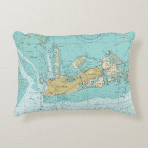 Key West nautical Chart and Coordinates Pillow