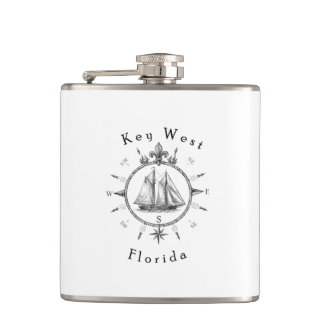 Key West Nautical Sailing Compass Cruising Sailor Hip Flask