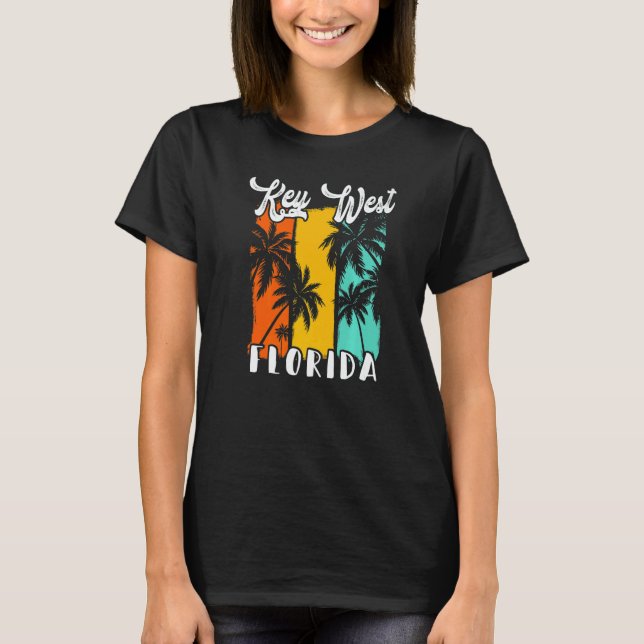 Key West Palm Trees Beach Florida Retro Vacation F T-Shirt (Front)