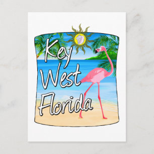 Key West Pink Flamingo Florida Keys Postcard