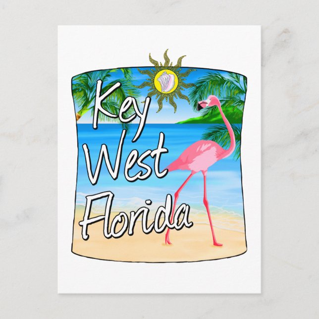 Key West Pink Flamingo Florida Keys Postcard (Front)