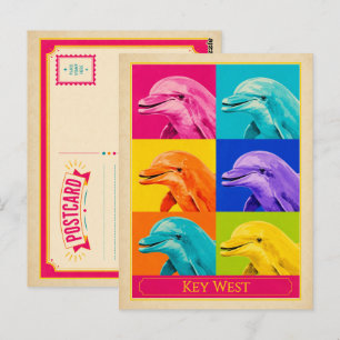 Key West Postcard Florida Dolphin Vintage Pop Art