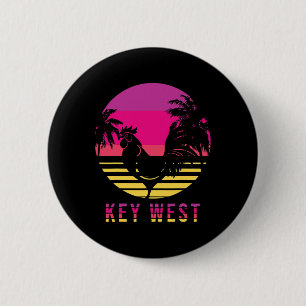 Key West Rooster Retro Colourful Chicken Graphic 6 Cm Round Badge