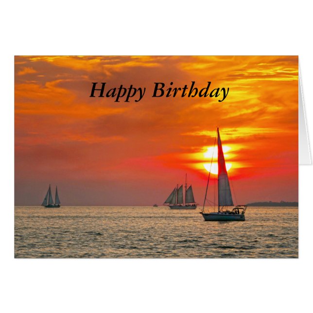 Key West Sailboats Sunset Happy Birthday (Front Horizontal)